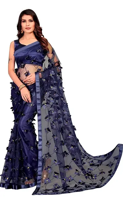 Butterfly Net Sarees with Blouse Piece