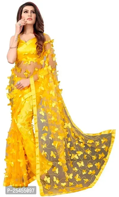 Women New Stylish Net Butterfly Saree-thumb0