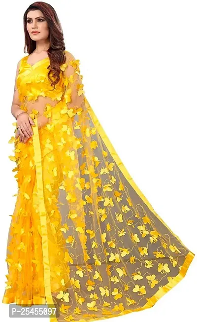 Women New Stylish Net Butterfly Saree-thumb3