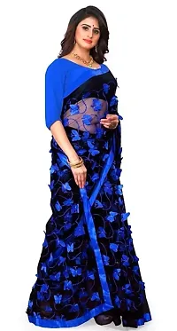 Classic Supernet Saree with Blouse piece For Women-thumb2