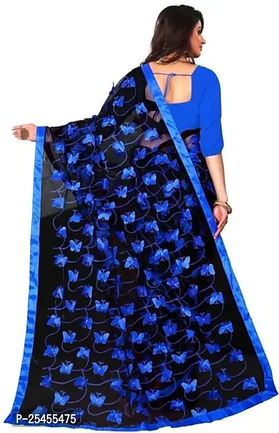 Classic Supernet Saree with Blouse piece For Women-thumb2