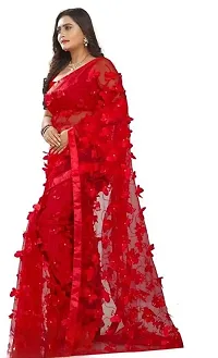 Classic Supernet Saree with Blouse piece For Women-thumb1