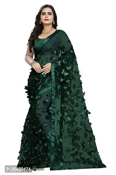 Classic Supernet Saree with Blouse piece For Women-thumb0