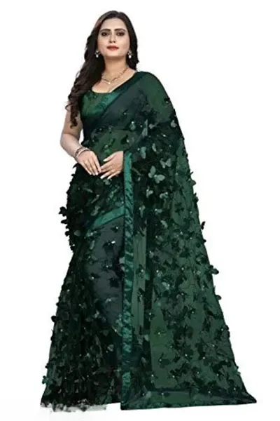 Butterfly Net Sarees With Blouse Piece