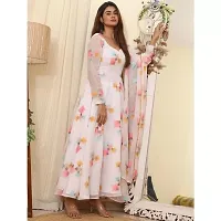 Elegant White Georgette Ethnic Gown For Women-thumb1
