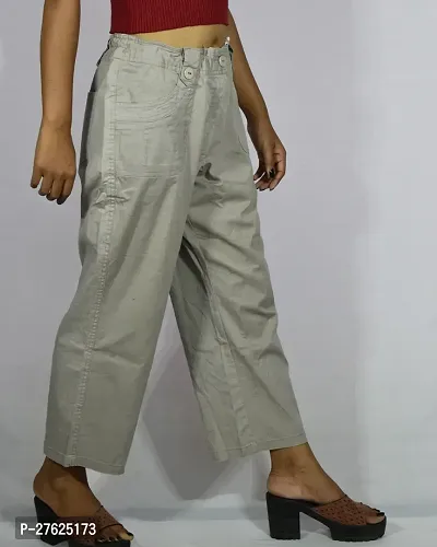 Linen Blend Solid Regular Fit  Adjustable Trousers-thumb0