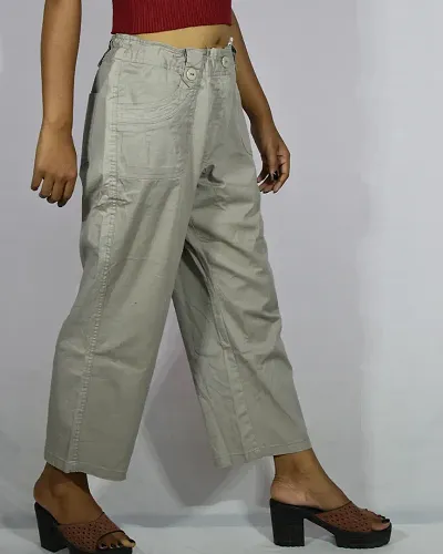 Linen Blend Solid Regular Fit  Adjustable Trousers
