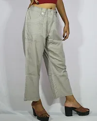 Linen Blend Solid Regular Fit  Adjustable Trousers-thumb1