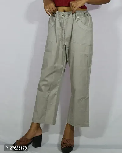 Linen Blend Solid Regular Fit  Adjustable Trousers-thumb4