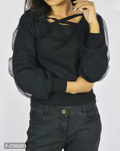 Two layered Georgette Top -Black-thumb0