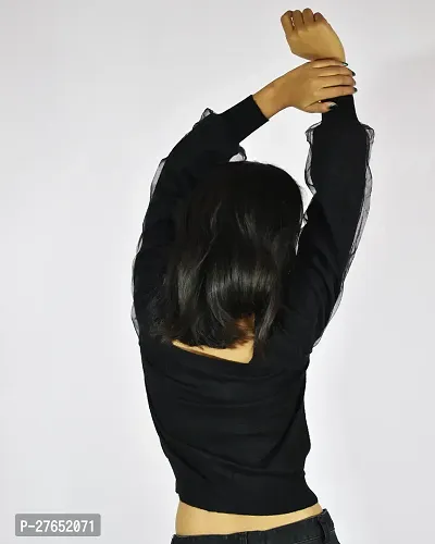 Two layered Georgette Top -Black-thumb2