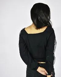 Two layered Georgette Top -Black-thumb2