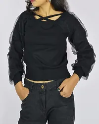 Two layered Georgette Top -Black-thumb3