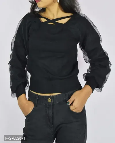 Two layered Georgette Top -Black-thumb4