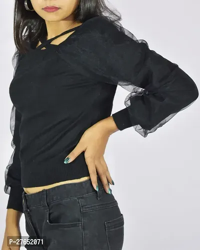 Two layered Georgette Top -Black-thumb5