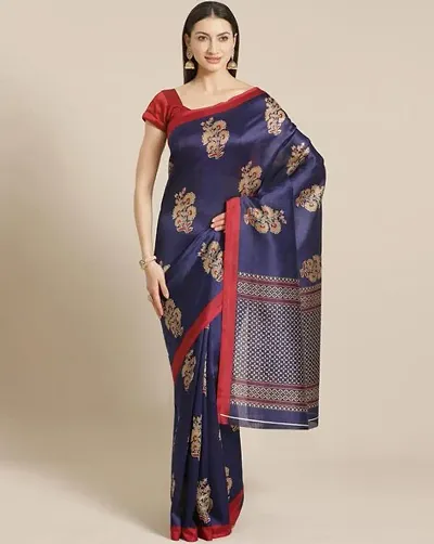 Stylish Crepe Saree with Blouse Piece For Women