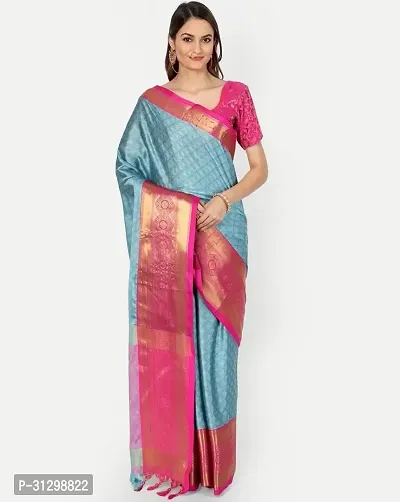 Stylish Grey Crepe Saree With Blouse Piece For Women