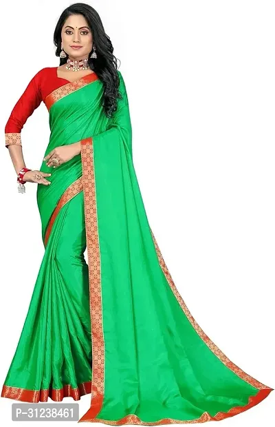 Stylish Green Crepe Saree with Blouse piece For Women-thumb0