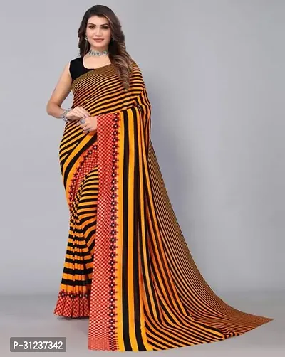 Beautiful Crepe Printed  Saree with Blouse piece For Women-thumb0