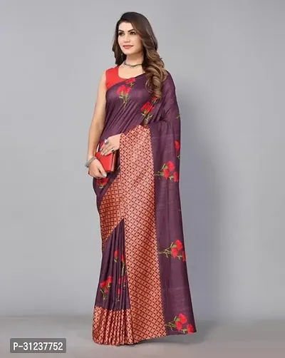 Beautiful Crepe Printed  Saree with Blouse piece For Women-thumb0