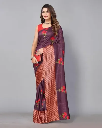 Beautiful Crepe Saree with Blouse piece For Women