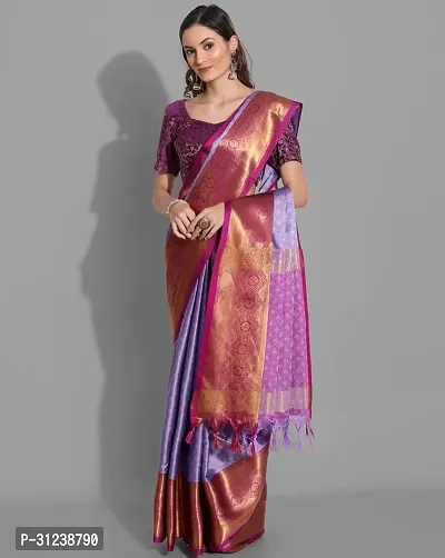 Stylish Purple Crepe Saree with Blouse piece For Women-thumb0