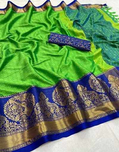 Cotton Silk Woven Design Sarees With Blouse Piece