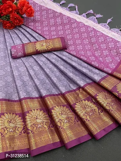 Stylish Purple Crepe Saree with Blouse piece For Women