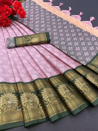 New In Cotton Silk Saree with Blouse piece 