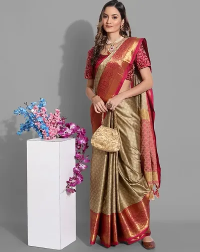 Cotton Silk Woven Design Sarees with Blouse Piece