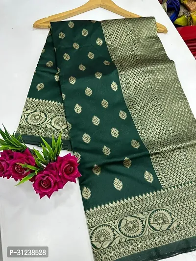 Stylish Green Crepe Saree with Blouse piece For Women-thumb0