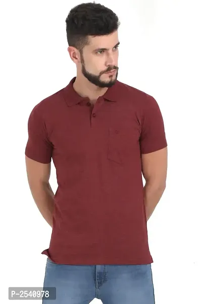 Maroon Cotton Polos For Men