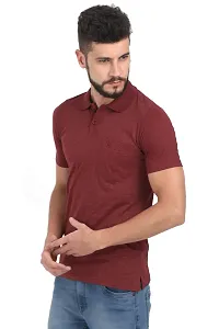 Maroon Cotton Polos For Men-thumb1