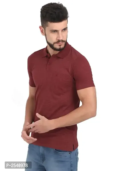 Maroon Cotton Polos For Men-thumb2