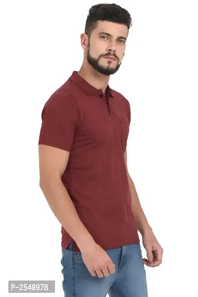 Maroon Cotton Polos For Men-thumb3