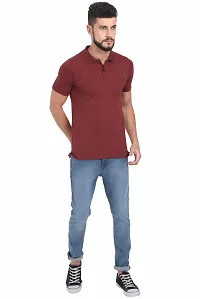 Maroon Cotton Polos For Men-thumb4