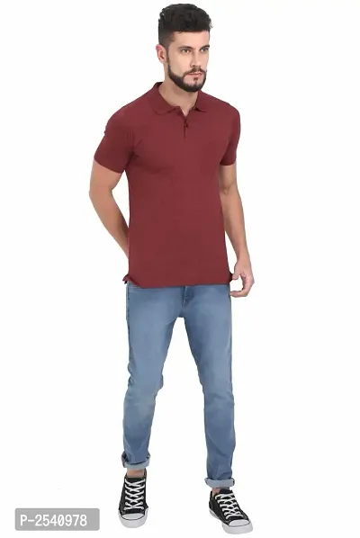 Maroon Cotton Polos For Men-thumb5