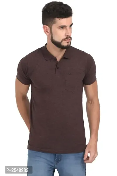 Brown Cotton Polos For Men-thumb0