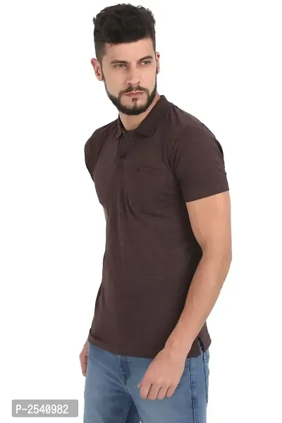 Brown Cotton Polos For Men-thumb2
