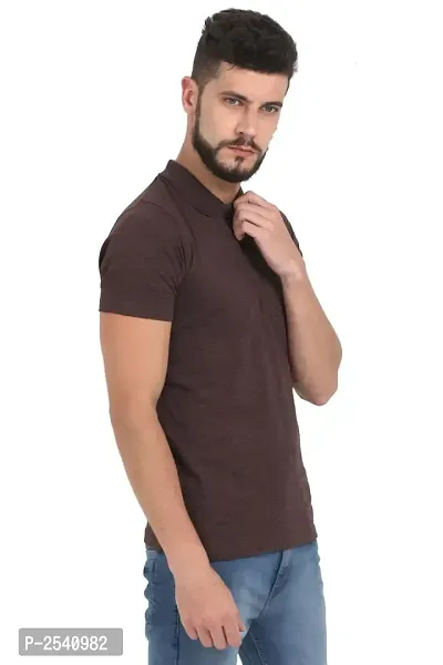 Brown Cotton Polos For Men-thumb3