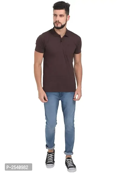 Brown Cotton Polos For Men-thumb5