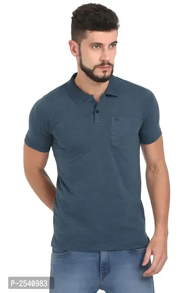 Grey Cotton Polos For Men