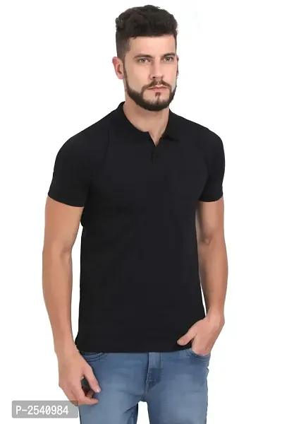 Black Cotton Polos For Men