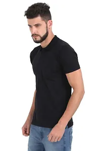 Black Cotton Polos For Men-thumb1