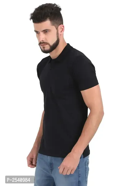 Black Cotton Polos For Men-thumb2