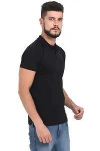 Black Cotton Polos For Men-thumb2