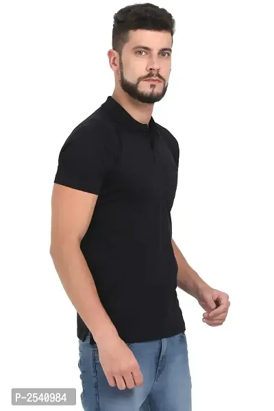 Black Cotton Polos For Men-thumb3