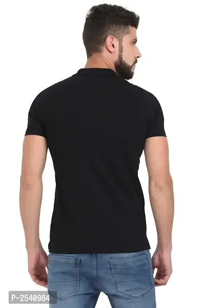 Black Cotton Polos For Men-thumb4