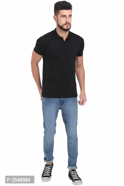 Black Cotton Polos For Men-thumb5