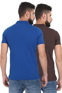 Men Multicoloured Solid Cotton Polo T-Shirt Combo (Pack of 2)-thumb1